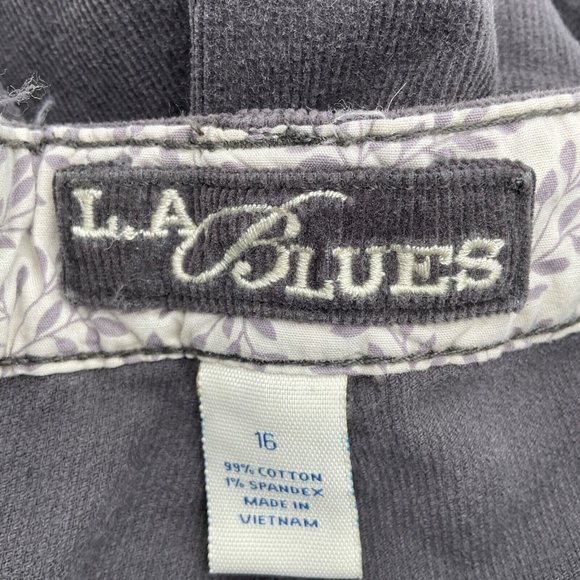 L.A. Blues Women's Corduroy Straight Leg Pants Size 16 Charcoal Gray - Picture 3 of 9